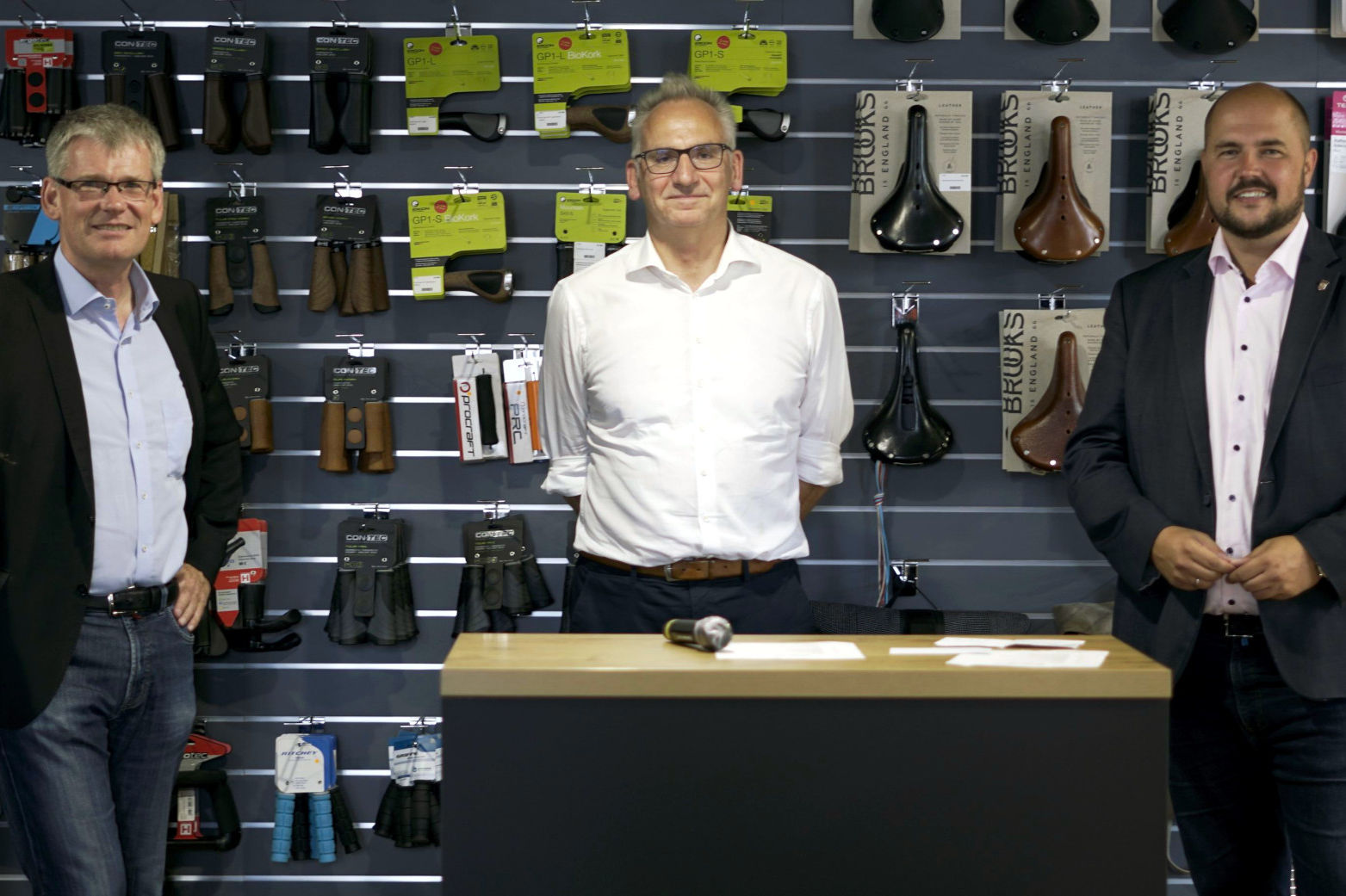 Die Herren Kleebank, Kather und Bewig bei der Eröffnung von "Kladow bewegt" am 14. August 2020